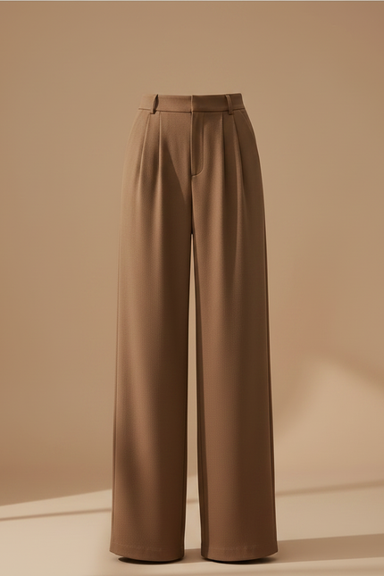Pantalon Marron Ample Taille Haute Fluide Élégant - Viscose - vue 3