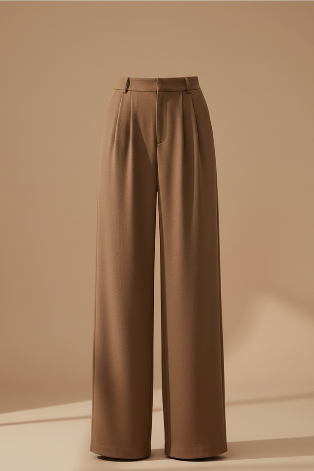 Pantalon Marron Ample Taille Haute Fluide Élégant - Viscose - vue 3