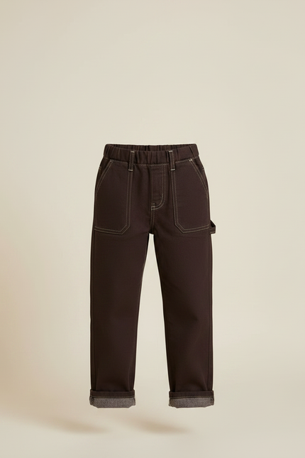 Pantalon Marron Denim Droit Enfant Décontracté Coton - Jean - vue 3
