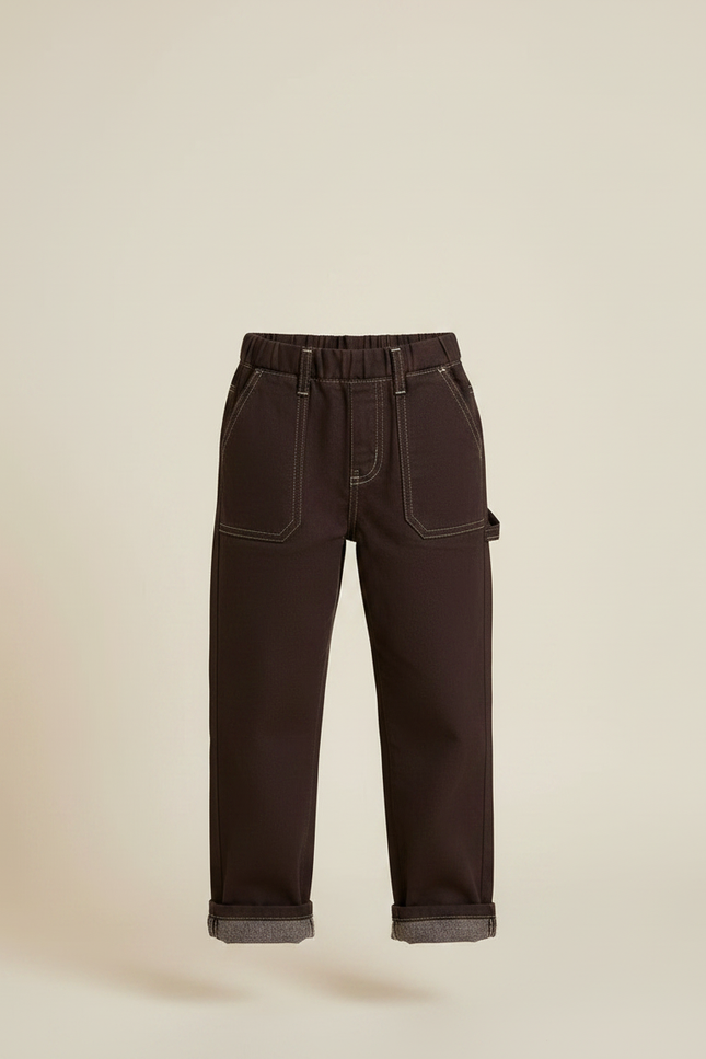 Pantalon Marron Denim Droit Enfant Décontracté Coton - Jean - vue 3