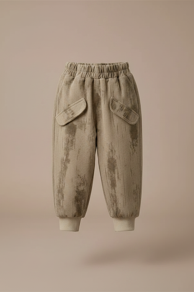 Pantalon Marron Côtelé Ample Épais Enfant Décontracté - Cordé - vue 3
