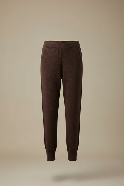 Pantalon Marron Laine Cachemire Tricoté Slim Femme - vue 3