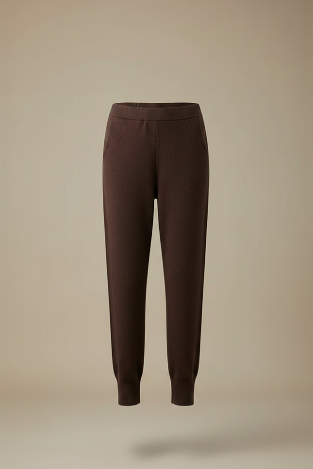 Pantalon Marron Laine Cachemire Tricoté Slim Femme - vue 3