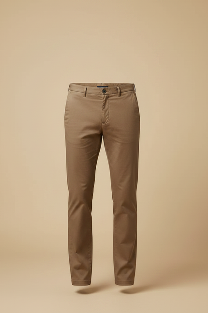 Pantalon Marron Chino Coton Droit Décontracté Homme - vue 3