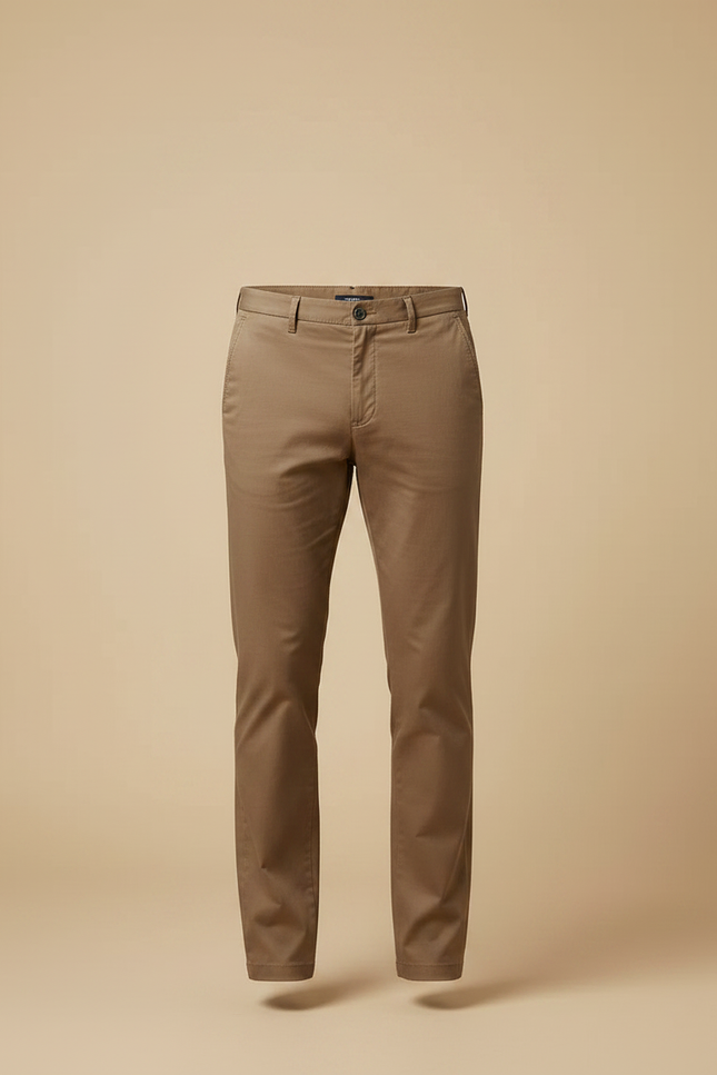 Pantalon Marron Chino Coton Droit Décontracté Homme - vue 3