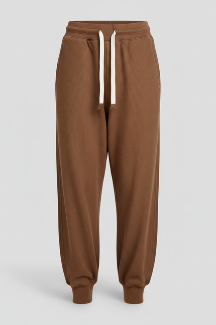 Pantalon Marron Ample Coton Élastique Décontracté Enfant - Molleton - vue 3