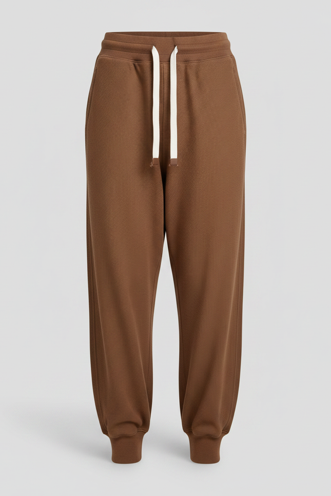 Pantalon Marron Ample Coton Élastique Décontracté Enfant - Molleton - vue 3