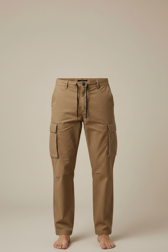 Pantalon Marron Cargo Décontracté Multipoches Coton Homme - vue 3