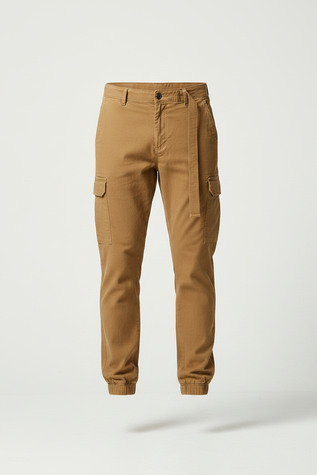 Pantalon Jogging Marron - Camel Gabardine - vue 3