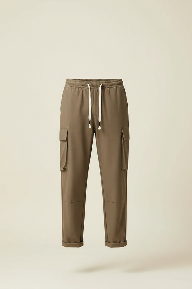 Pantalon Marron Cargo Décontracté Ample Homme - Kaki Polyester - vue 3