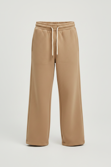 Pantalon Marron Ample Molleton Décontracté Enfant - Camel - vue 3