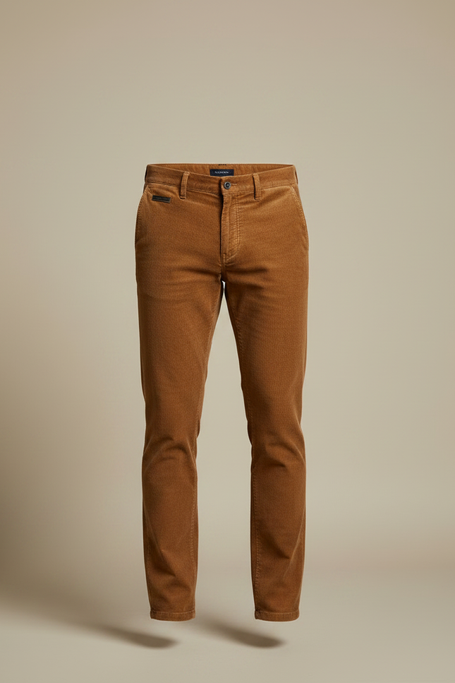 Pantalon Marron Côtelé Droit Coton Homme - Cordé - vue 3