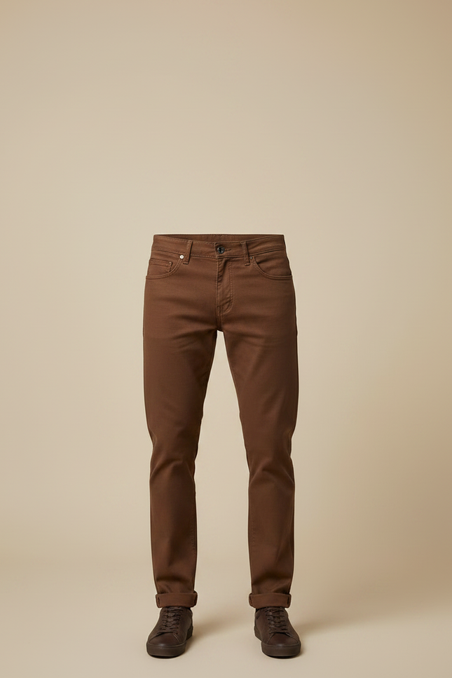 Pantalon Marron Slim Coton Décontracté Homme - Gabardine - vue 3