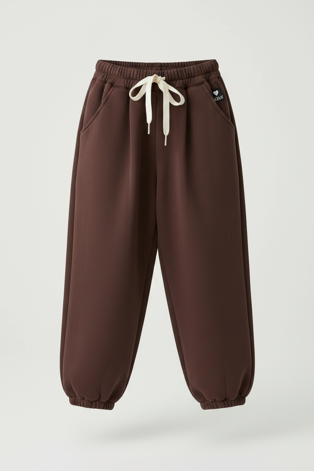 Pantalon Marron Polaire Ample Cordon Enfant - Molleton - vue 3