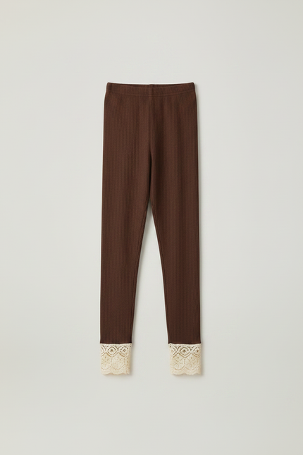 Pantalon Dentelle Marron - Maille - vue 3