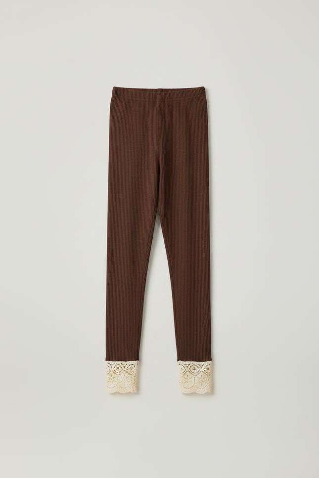 Pantalon Dentelle Marron - Maille - vue 3