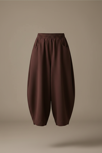 Pantalon Marron Harem Ample Taille Haute Décontracté - Maille - vue 3