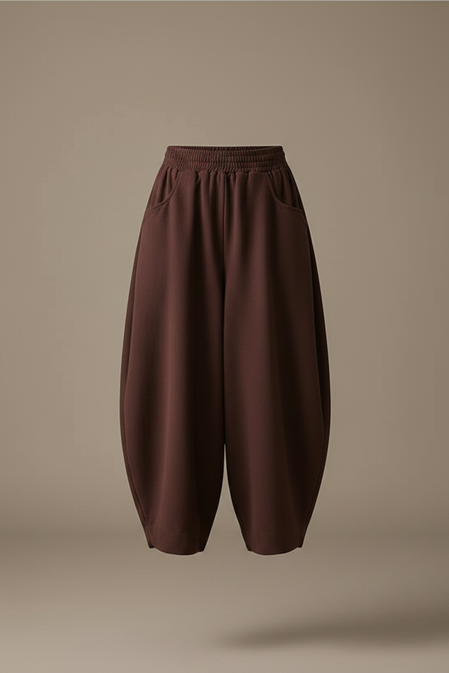 Pantalon Marron Harem Ample Taille Haute Décontracté - Maille - vue 3
