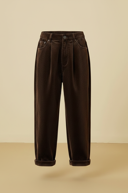 Pantalon Marron Côtelé Ample Décontracté Hiver Enfant - Cordé - vue 3