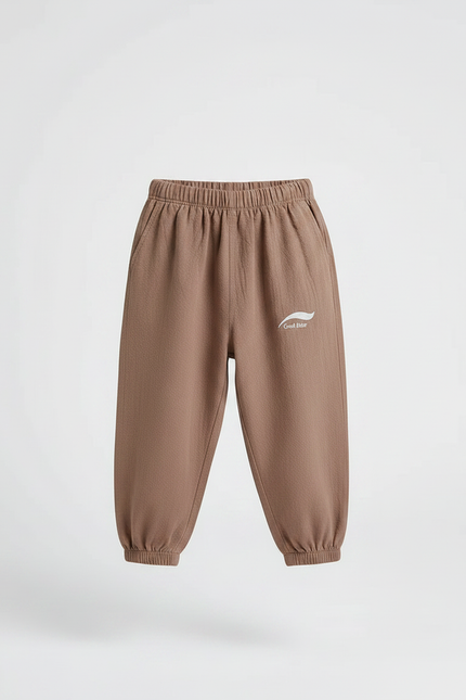 Pantalon Marron Ample Coton Lin Enfant Décontracté - vue 3