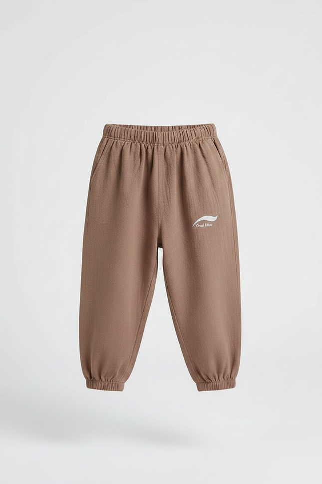 Pantalon Marron Ample Coton Lin Enfant Décontracté - vue 3