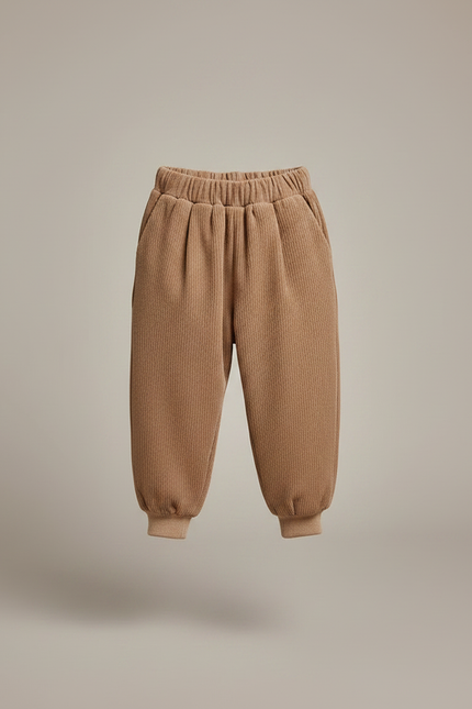 Pantalon Marron Côtelé Ample Enfant Élastique Poches - Cordé - vue 3