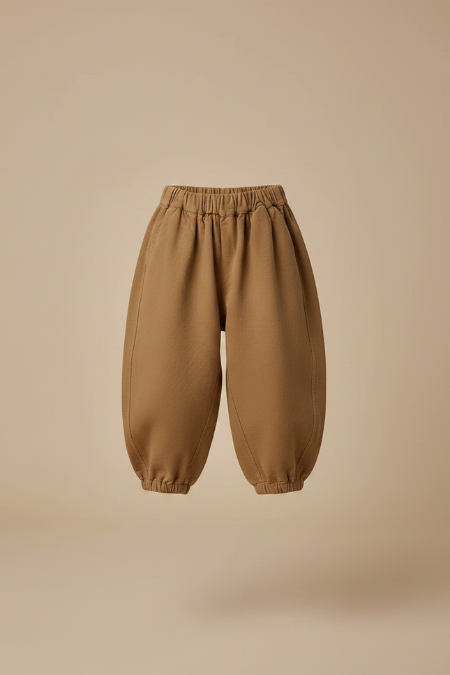 Pantalon Marron Harem Bouffant Coton Décontracté Enfant - Molleton - vue 3