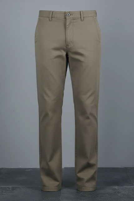 Pantalon Marron Homme Coton Slim Chino Décontracté - Kaki - vue 3
