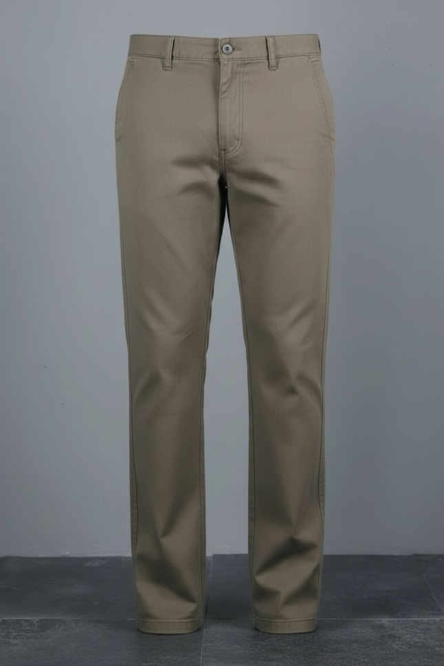 Pantalon Marron Homme Coton Slim Chino Décontracté - Kaki - vue 3