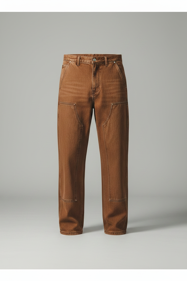 Pantalon Marron Ample Cargo Décontracté Homme Coton - Toile - vue 3