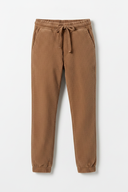 Pantalon Marron Côtelé Droit Décontracté Enfant Cordon - Cordé - vue 3
