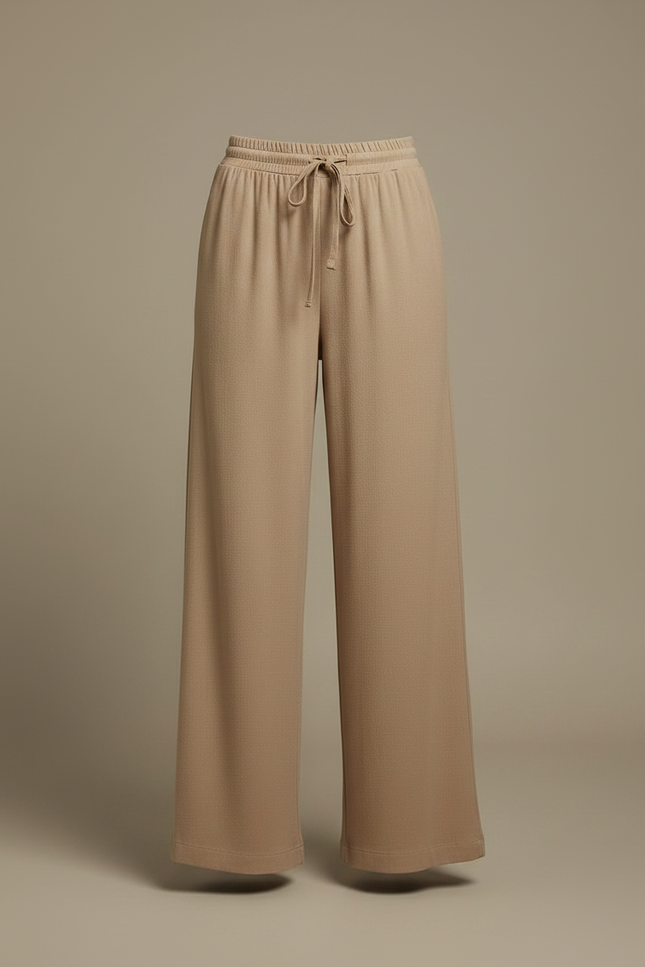 Pantalon Marron Ample Fluide Décontracté Taille Haute - Maille - vue 3