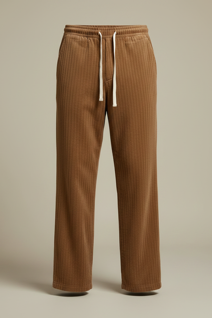 Pantalon Marron Côtelé Droit Décontracté Confortable Homme - Cordé - vue 3