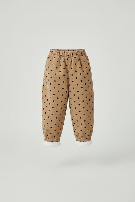 Pantalon Marron Côtelé Polka Dots Ample Doublé Hiver - Cordé - vue 3