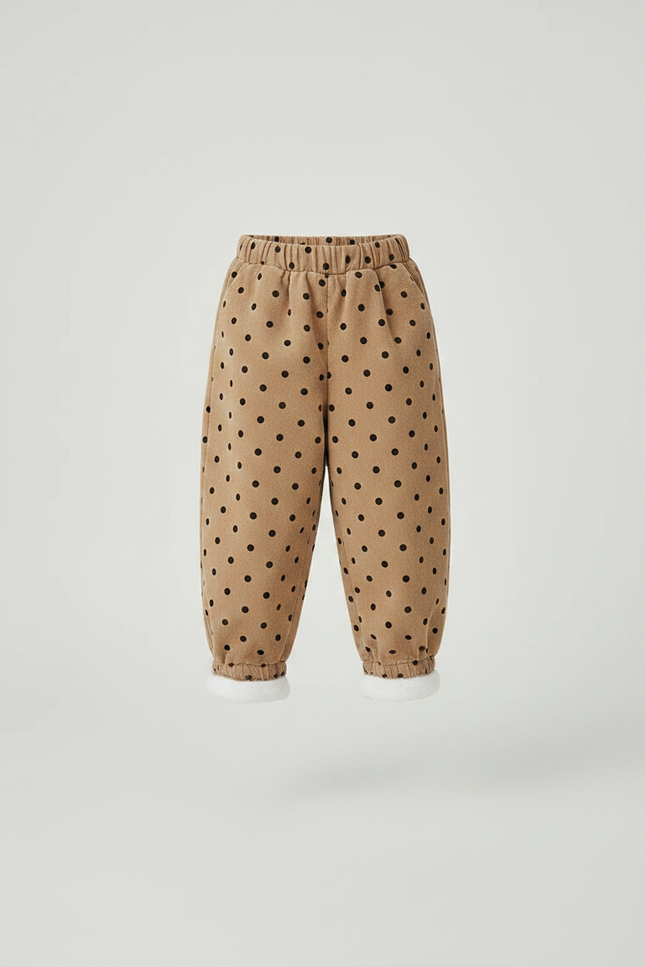 Pantalon Marron Côtelé Polka Dots Ample Doublé Hiver - Cordé - vue 3