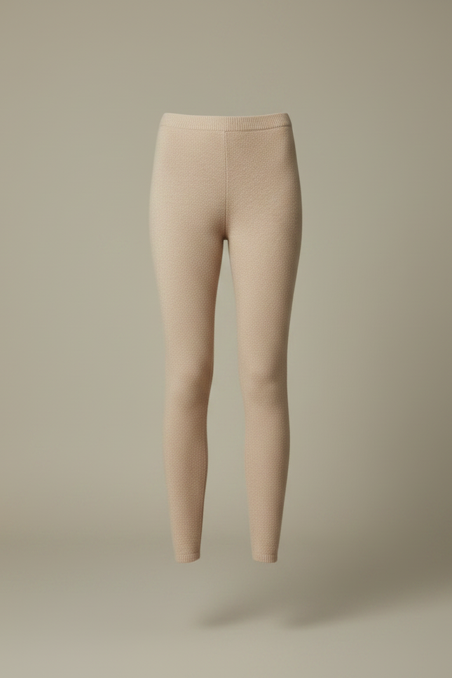Pantalon Marron Cachemire Tricoté Slim Femme - Camel Laine - vue 3