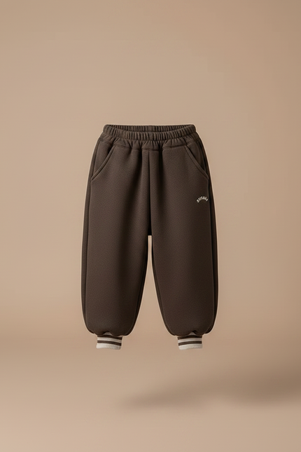 Pantalon Marron Ample Doux Élastiqué Enfant Hiver - Molleton - vue 3