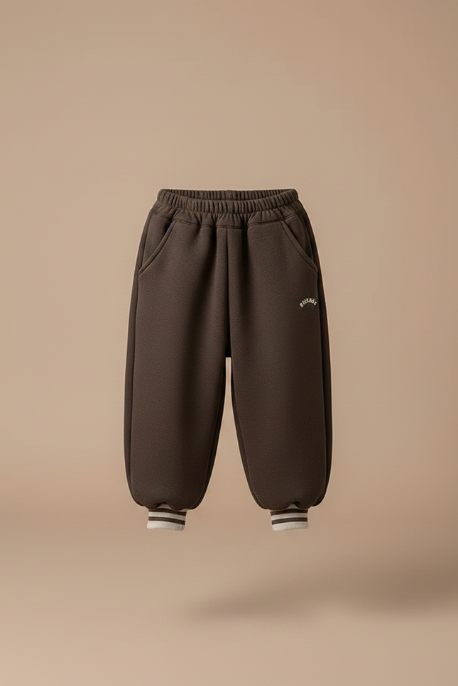 Pantalon Marron Ample Doux Élastiqué Enfant Hiver - Molleton - vue 3