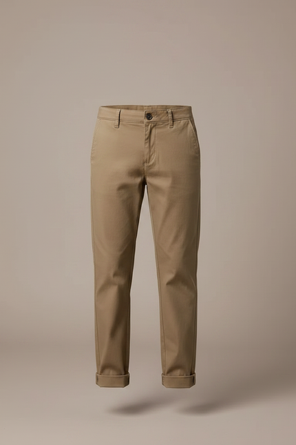 Pantalon Marron Ample Coton Décontracté Garçon - Kaki - vue 3