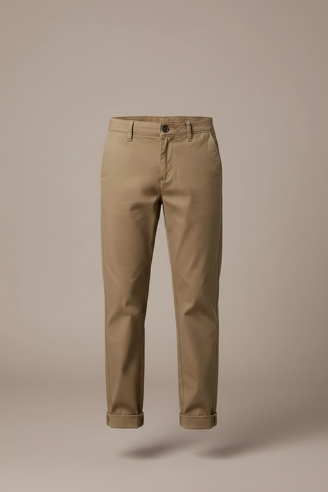 Pantalon Marron Ample Coton Décontracté Garçon - Kaki - vue 3