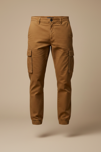 Pantalon Marron Cargo Coton Homme Ajusté Casual - vue 3