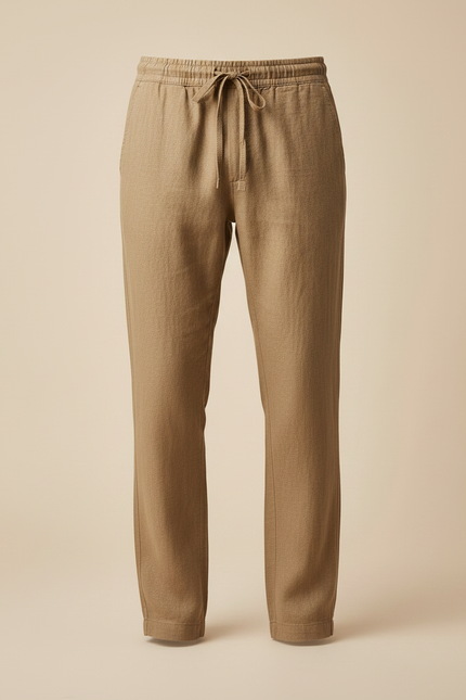 Pantalon Marron Lin Ample Décontracté Homme Casual - vue 3