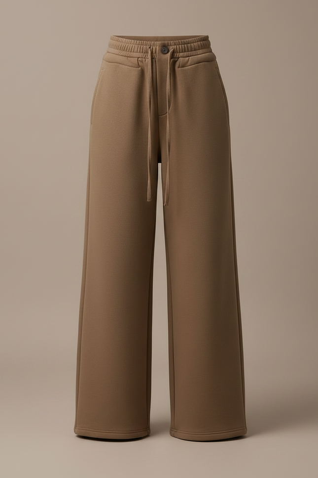 Pantalon Marron Ample Droit Taille Haute Décontracté Femme - Molleton - vue 3