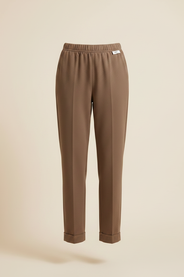 Pantalon Marron Droit Coton Taille Haute Décontracté - Molleton - vue 3
