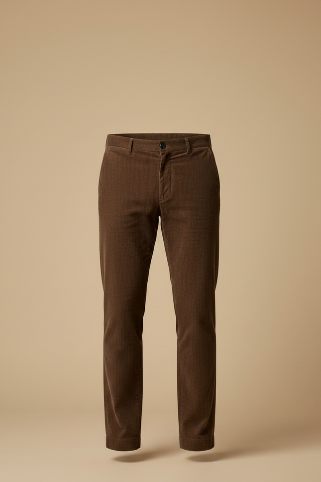 Pantalon Marron Côtelé Coupe Droite Décontracté Homme - Cordé - vue 3