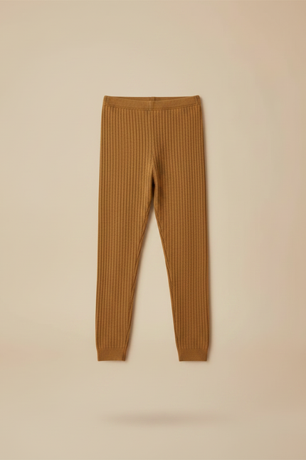 Pantalon Marron Tricoté Enfants Côtelé Confortable Uni - Maille - vue 3