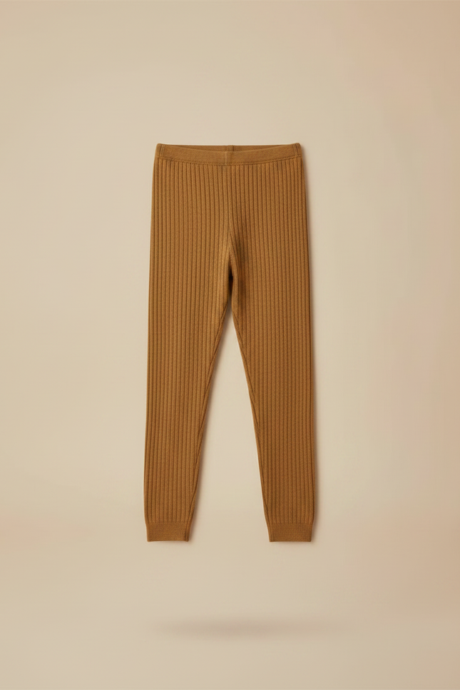 Pantalon Marron Tricoté Enfants Côtelé Confortable Uni - Maille - vue 3