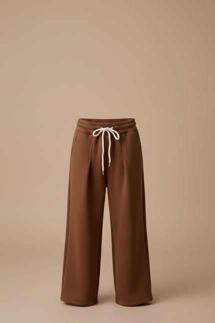 Pantalon Marron Ample Molleton Cordon Enfant - vue 3