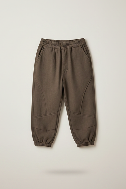 Pantalon Marron Ample Chaud Élastiqué Hiver Garçon - Molleton - vue 3