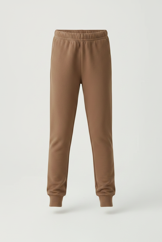 Pantalon Marron Coton Ample Élastique Enfant Confortable - Molleton - vue 3